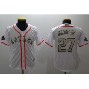 Youth Houston Astros #27 Jose Altuve White 2018 Gold Program Cool Base Stitched MLB Jersey