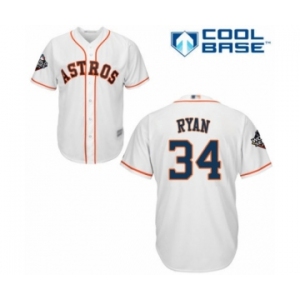 Youth Houston Astros #34 Nolan Ryan Authentic White Home Cool Base 2019 World Series Bound Baseball Jersey