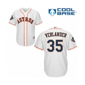 Youth Houston Astros #35 Justin Verlander Authentic White Home Cool Base 2019 World Series Bound Baseball Jersey