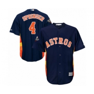 Youth Houston Astros #4 George Springer Authentic Navy Blue Alternate Cool Base 2019 World Series Bound Baseball Jersey
