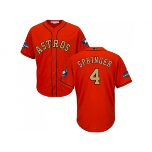 Youth Houston Astros #4 George Springer Orange 2018 Gold Program Cool Base Stitched MLB Jersey