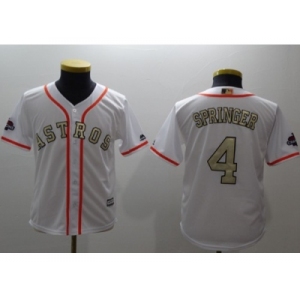 Youth Houston Astros #4 George Springer White 2018 Gold Program Cool Base Stitched MLB Jersey