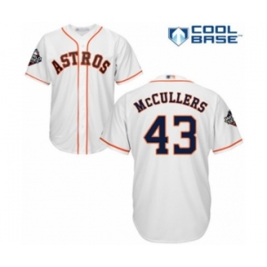 Youth Houston Astros #43 Lance McCullers Authentic White Home Cool Base 2019 World Series Bound Baseball Jersey