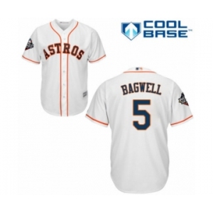 Youth Houston Astros #5 Jeff Bagwell Authentic White Home Cool Base 2019 World Series Bound Baseball Jersey