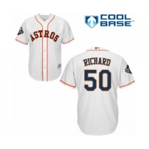Youth Houston Astros #50 J.R. Richard Authentic White Home Cool Base 2019 World Series Bound Baseball Jersey