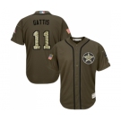 Youth Majestic Houston Astros #11 Evan Gattis Authentic Green Salute to Service MLB Jersey