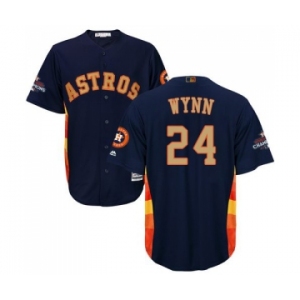 Youth Majestic Houston Astros #24 Jimmy Wynn Authentic Navy Blue Alternate 2018 Gold Program Cool Base MLB Jersey