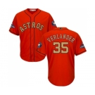 Youth Majestic Houston Astros #35 Justin Verlander Authentic Orange Alternate 2018 Gold Program Cool Base MLB Jersey