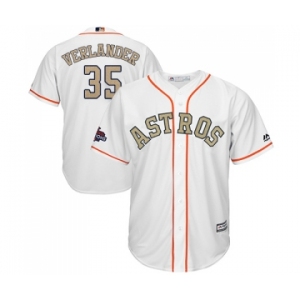 Youth Majestic Houston Astros #35 Justin Verlander Authentic White 2018 Gold Program Cool Base MLB Jersey