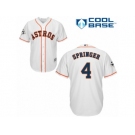 Youth Majestic Houston Astros #4 George Springer Replica White Home 2017 World Series Bound Cool Base MLB Jersey