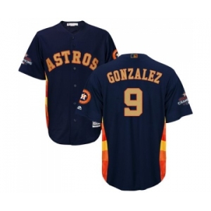 Youth Majestic Houston Astros #9 Marwin Gonzalez Authentic Navy Blue Alternate 2018 Gold Program Cool Base MLB Jersey