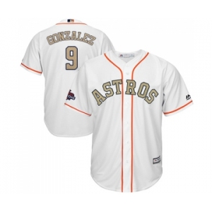 Youth Majestic Houston Astros #9 Marwin Gonzalez Authentic White 2018 Gold Program Cool Base MLB Jersey