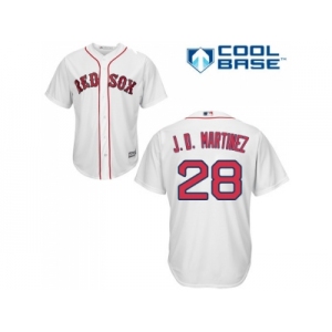 Youth Boston Red Sox #28 J. D. Martinez White Cool Base Stitched Baseball Jersey