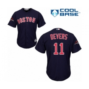 Youth Majestic Boston Red Sox #11 Rafael Devers Authentic Navy Blue Alternate Road Cool Base 2018 World Series Champions MLB Jersey