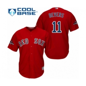 Youth Majestic Boston Red Sox #11 Rafael Devers Authentic Red Alternate Home Cool Base 2018 World Series Champions MLB Jersey