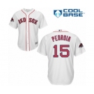 Youth Majestic Boston Red Sox #15 Dustin Pedroia Authentic White Home Cool Base 2018 World Series Champions MLB Jersey