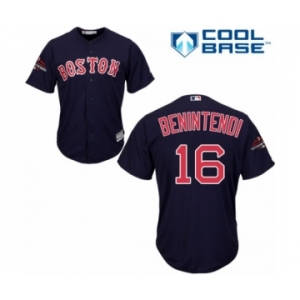 Youth Majestic Boston Red Sox #16 Andrew Benintendi Authentic Navy Blue Alternate Road Cool Base 2018 World Series Champions MLB Jersey