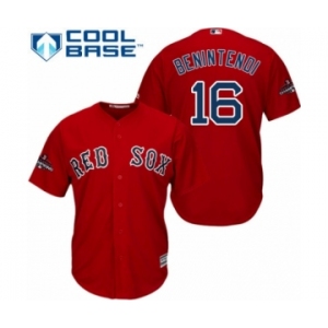 Youth Majestic Boston Red Sox #16 Andrew Benintendi Authentic Red Alternate Home Cool Base 2018 World Series Champions MLB Jersey