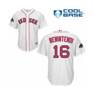 Youth Majestic Boston Red Sox #16 Andrew Benintendi Authentic White Home Cool Base 2018 World Series Champions MLB Jersey