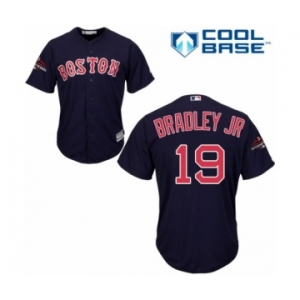 Youth Majestic Boston Red Sox #19 Jackie Bradley Jr Authentic Navy Blue Alternate Road Cool Base 2018 World Series Champions MLB Jersey