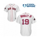 Youth Majestic Boston Red Sox #19 Jackie Bradley Jr Authentic White Home Cool Base 2018 World Series Champions MLB Jersey