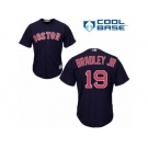 Youth Majestic Boston Red Sox #19 Jackie Bradley Jr Replica Navy Blue Alternate Road Cool Base MLB Jersey