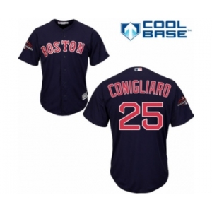 Youth Majestic Boston Red Sox #25 Tony Conigliaro Authentic Navy Blue Alternate Road Cool Base 2018 World Series Champions MLB Jersey