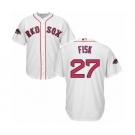 Youth Majestic Boston Red Sox #27 Carlton Fisk Authentic White Home Cool Base 2018 World Series Champions MLB Jersey