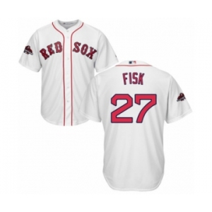 Youth Majestic Boston Red Sox #27 Carlton Fisk Authentic White Home Cool Base 2018 World Series Champions MLB Jersey