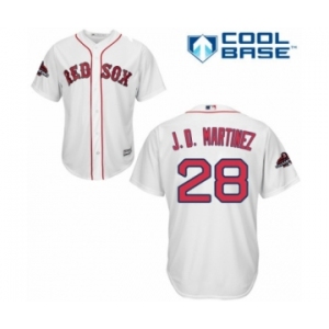 Youth Majestic Boston Red Sox #28 J. D. Martinez Authentic White Home Cool Base 2018 World Series Champions MLB Jersey