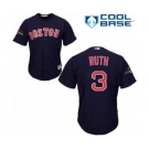 Youth Majestic Boston Red Sox #3 Babe Ruth Authentic Navy Blue Alternate Road Cool Base 2018 World Series Champions MLB Jersey