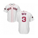 Youth Majestic Boston Red Sox #3 Babe Ruth Authentic White Home Cool Base 2018 World Series Champions MLB Jersey