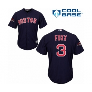 Youth Majestic Boston Red Sox #3 Jimmie Foxx Authentic Navy Blue Alternate Road Cool Base 2018 World Series Champions MLB Jersey