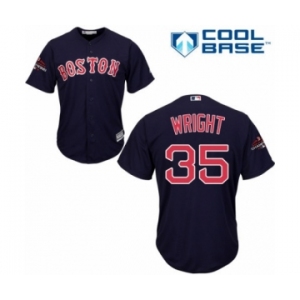 Youth Majestic Boston Red Sox #35 Steven Wright Authentic Navy Blue Alternate Road Cool Base 2018 World Series Champions MLB Jersey
