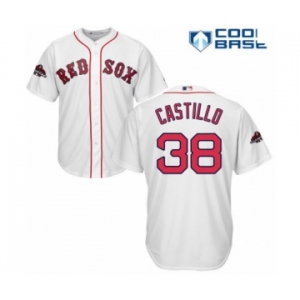 Youth Majestic Boston Red Sox #38 Rusney Castillo Authentic White Home Cool Base 2018 World Series Champions MLB Jersey