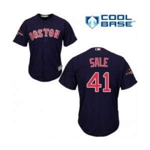 Youth Majestic Boston Red Sox #41 Chris Sale Authentic Navy Blue Alternate Road Cool Base 2018 World Series Champions MLB Jersey