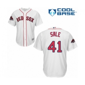 Youth Majestic Boston Red Sox #41 Chris Sale Authentic White Home Cool Base 2018 World Series Champions MLB Jersey