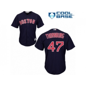 Youth Majestic Boston Red Sox #47 Tyler Thornburg Authentic Navy Blue Alternate Road Cool Base MLB Jersey