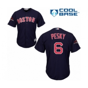 Youth Majestic Boston Red Sox #6 Johnny Pesky Authentic Navy Blue Alternate Road Cool Base 2018 World Series Champions MLB Jersey