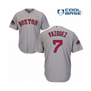 Youth Majestic Boston Red Sox #7 Christian Vazquez Authentic Grey Road Cool Base 2018 World Series Champions MLB Jersey