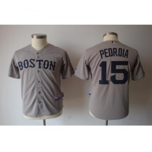youth mlb jerseys boston red sox #15 pedroia grey