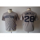 youth mlb jerseys boston red sox #28 gonzalez grey