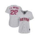 Women Boston Red Sox #28 J. D. Martinez Grey Road Stitched Baseball Jersey
