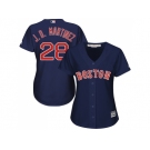 Women Boston Red Sox #28 J. D. Martinez Navy Blue Alternate Stitched Baseball Jersey
