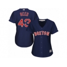 Women Majestic Boston Red Sox #43 Addison Reed Replica Navy Blue Alternate Road MLB Jersey