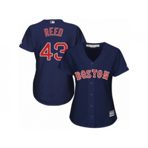 Women Majestic Boston Red Sox #43 Addison Reed Replica Navy Blue Alternate Road MLB Jersey