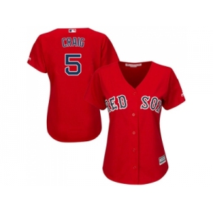 Women's Boston Red Sox #5 Allen Craig Red Alternate Stitched MLB Jersey