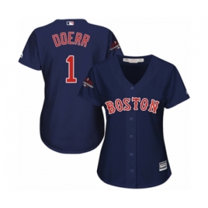 Women's Majestic Boston Red Sox #1 Bobby Doerr Authentic Navy Blue Alternate Road 2018 World Series Champions MLB Jersey