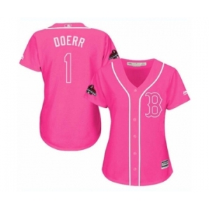 Women's Majestic Boston Red Sox #1 Bobby Doerr Authentic Pink Fashion 2018 World Series Champions MLB Jersey