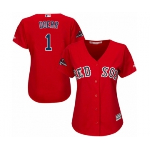Women's Majestic Boston Red Sox #1 Bobby Doerr Authentic Red Alternate Home 2018 World Series Champions MLB Jersey